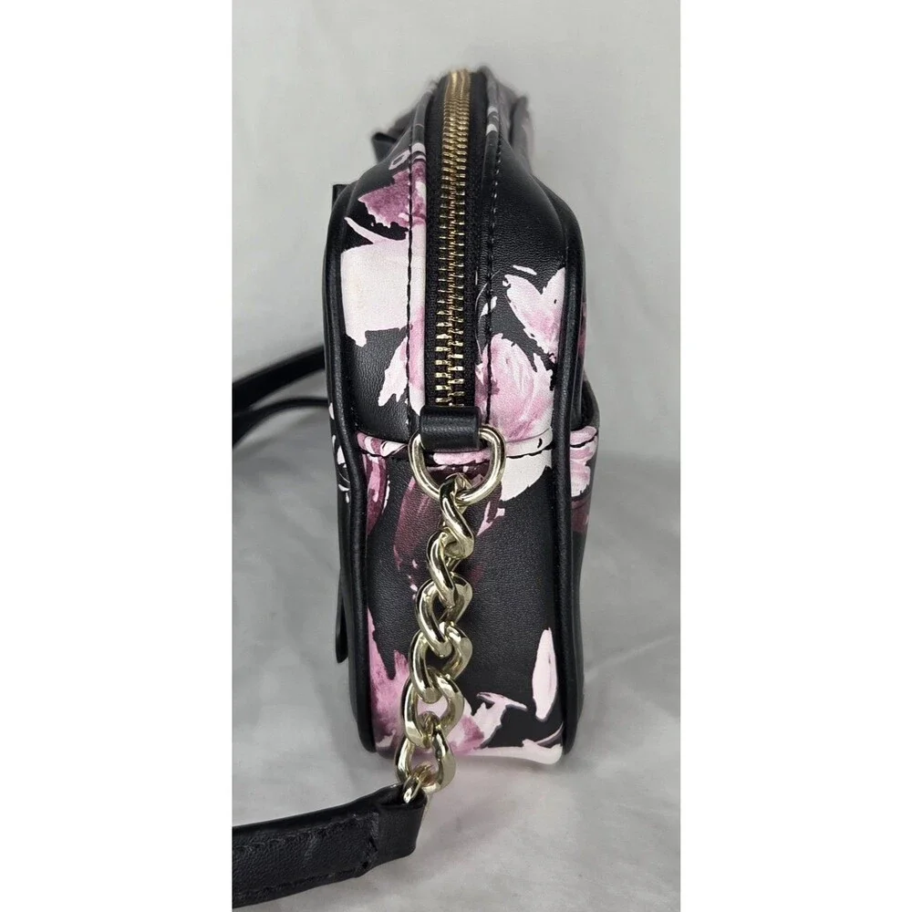 KARL LAGERFELD Black Floral Berry Bow Accent Crossbody Shoulder Bag Purse